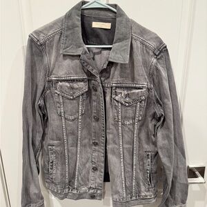 All Saints Charcoal Denim Jacket with Corduroy Collar
